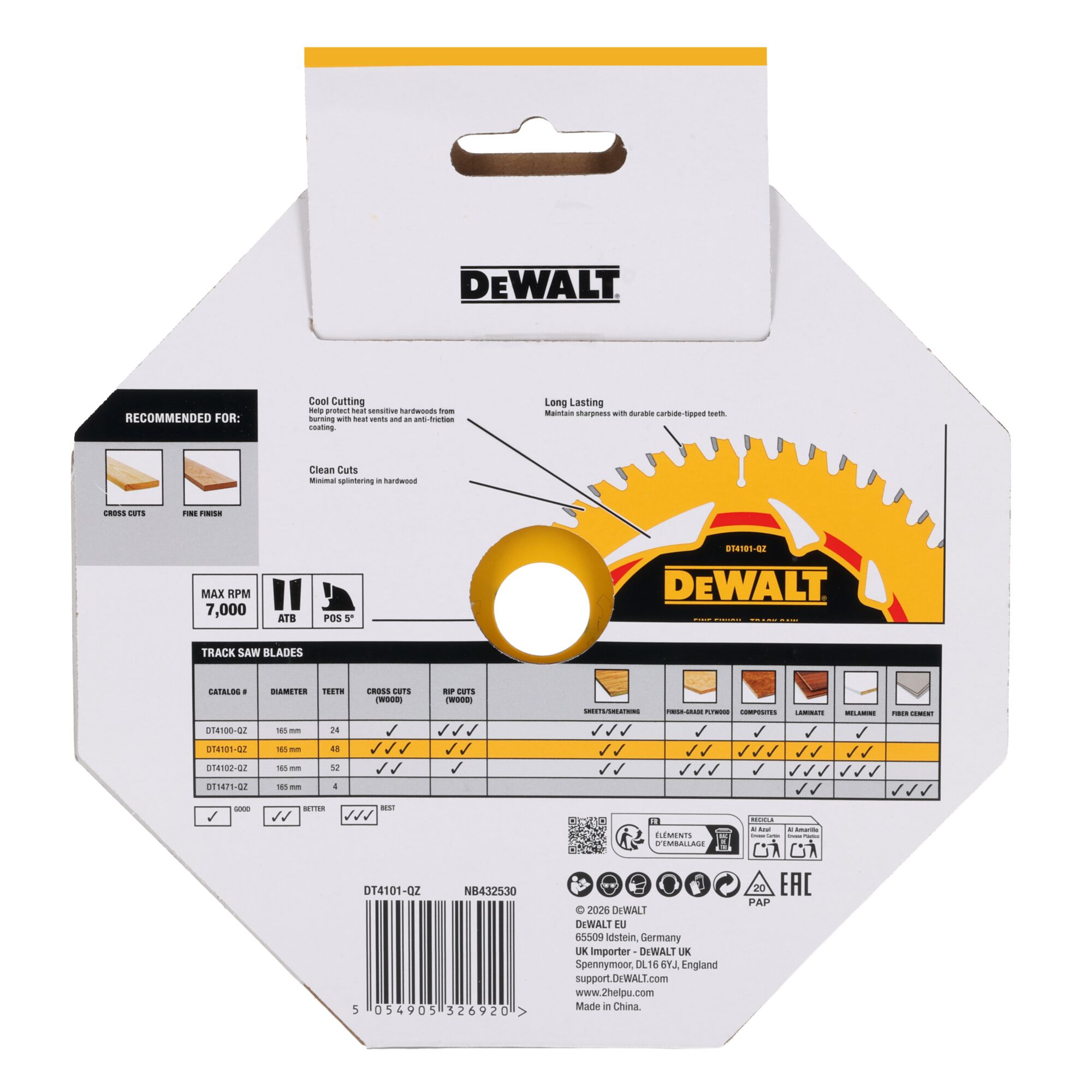 dewalt Upotussahanterä dewalt elite 165x20x48t