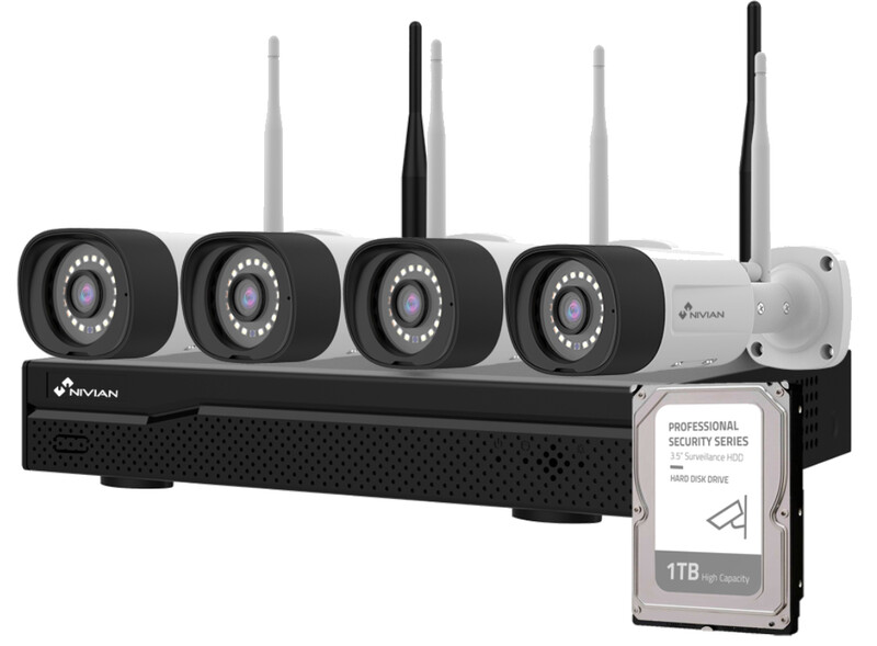 KAMERAÖVERVAKNINGSSYSTEM WIFI NVR-SET MED 4 IP-KAMERA