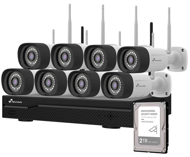 KAMERAÖVERVAKNINGSSYSTEM WIFI NVR-SET MED 8 IP-KAMERA