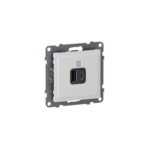 SUNO USB LAADIJA 2 x USB 3000mA TYPE A+C VALGE