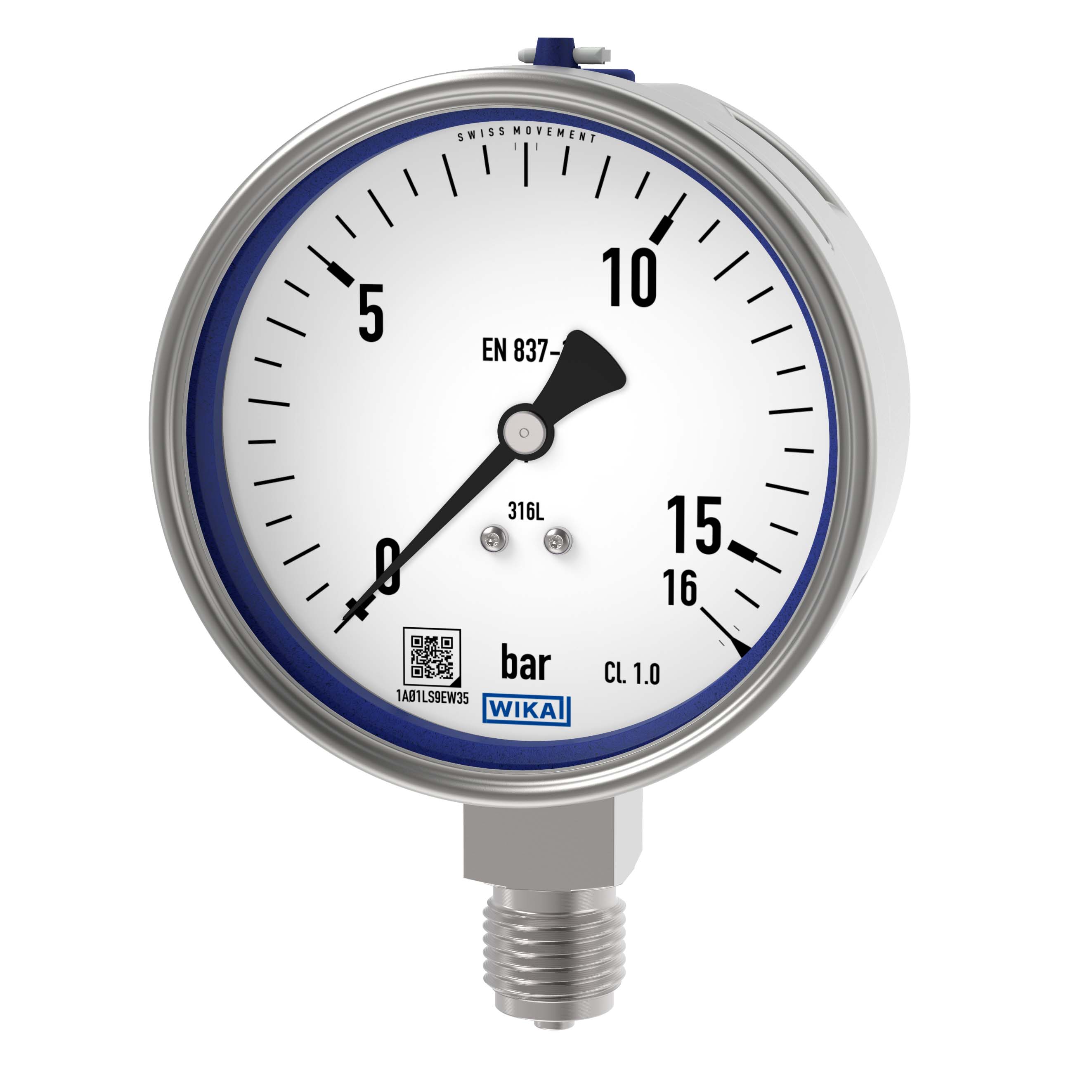 PAINEMITTARI WIKA 232.50 Ø100  0-16bar A1/2  9060200