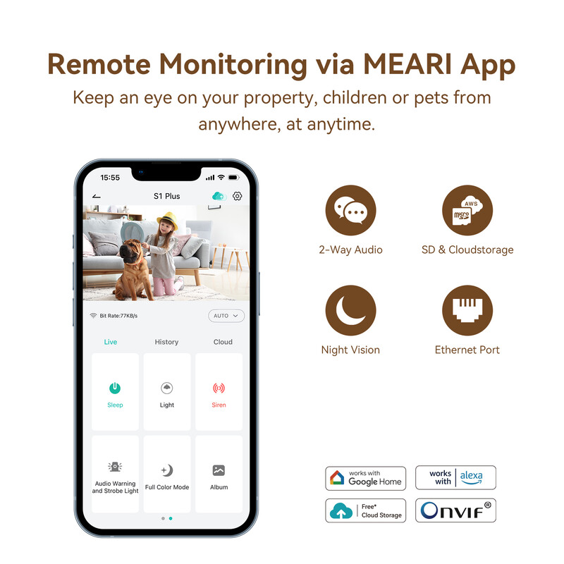 meari Camera-ip wifi pt camera 3mp indoors