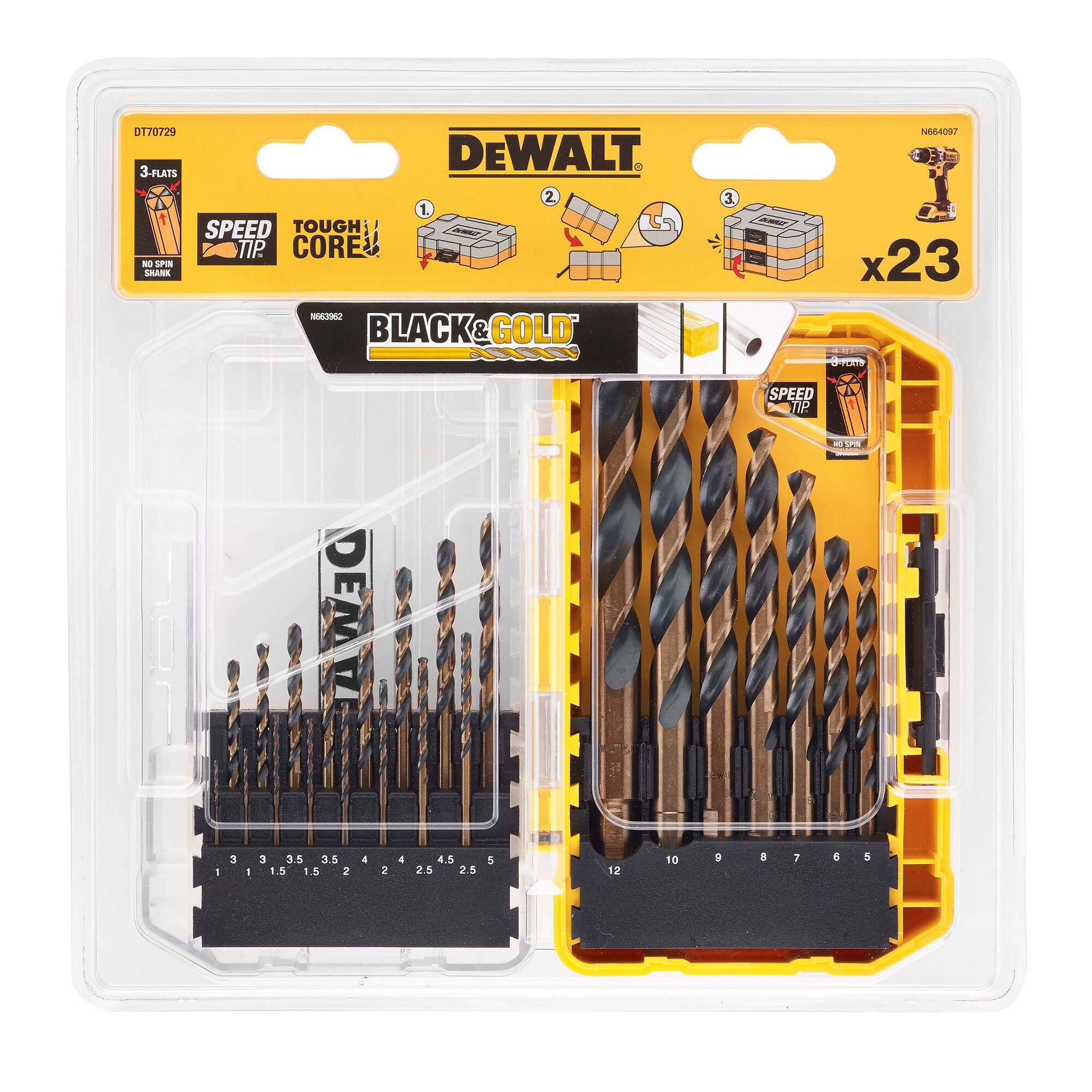 dewalt Metalliporanteräsarja dewalt hss-g black gold 23kpl