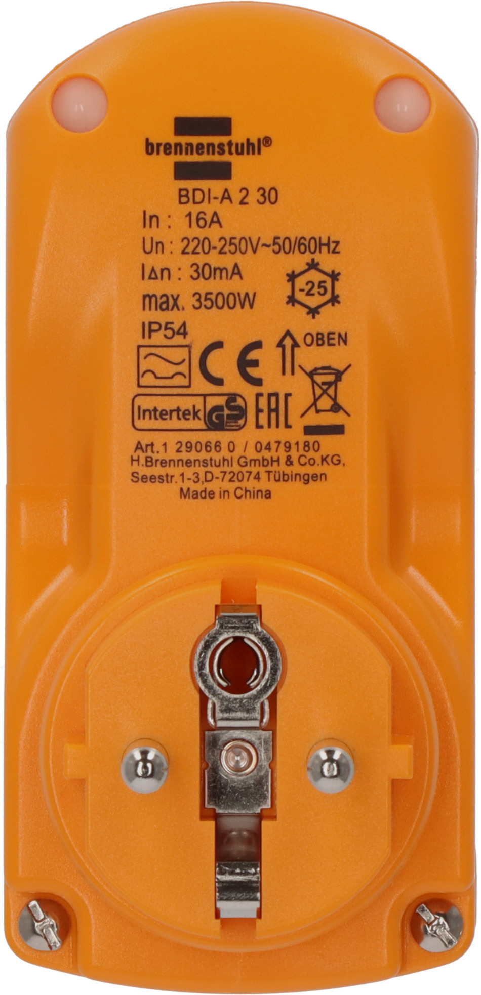 brennenstuhl Noplūdstrāvas spraudnis 230v 50hz 16a 30ma ip54