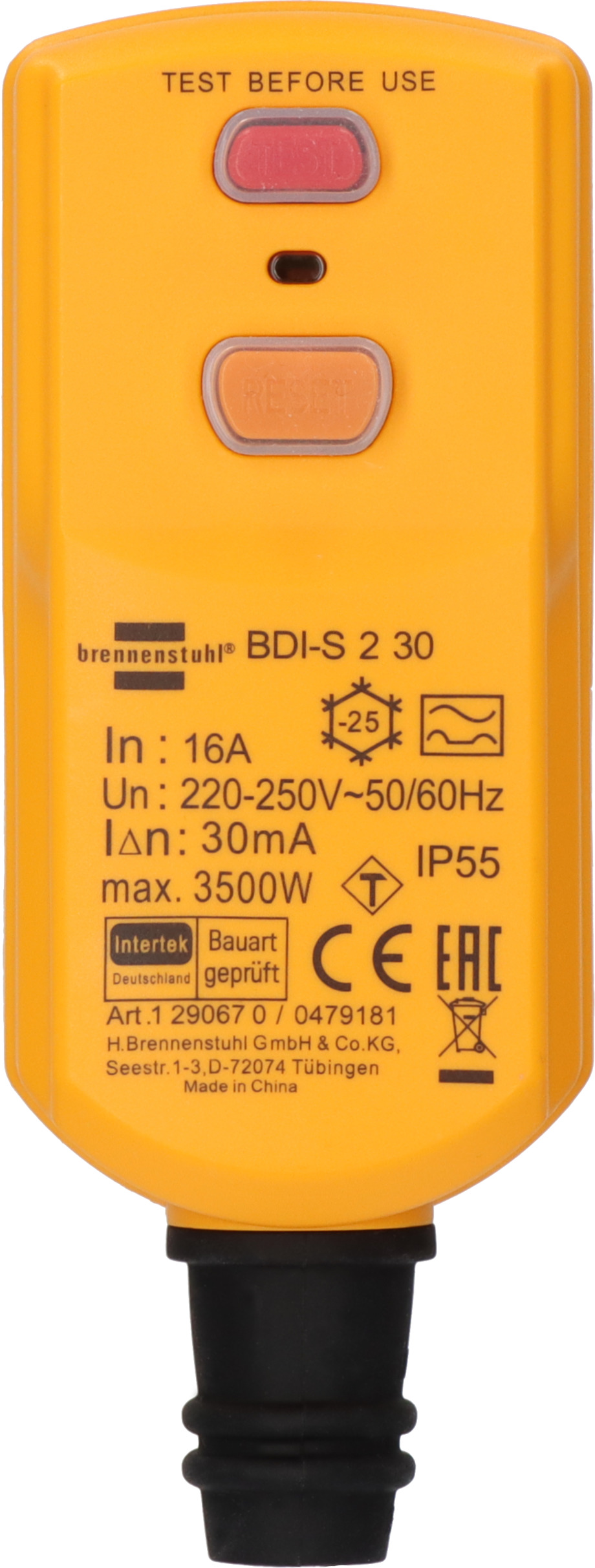 brennenstuhl Noplūdstrāvas adapteris 230v 50hz 16a 30ma ip55