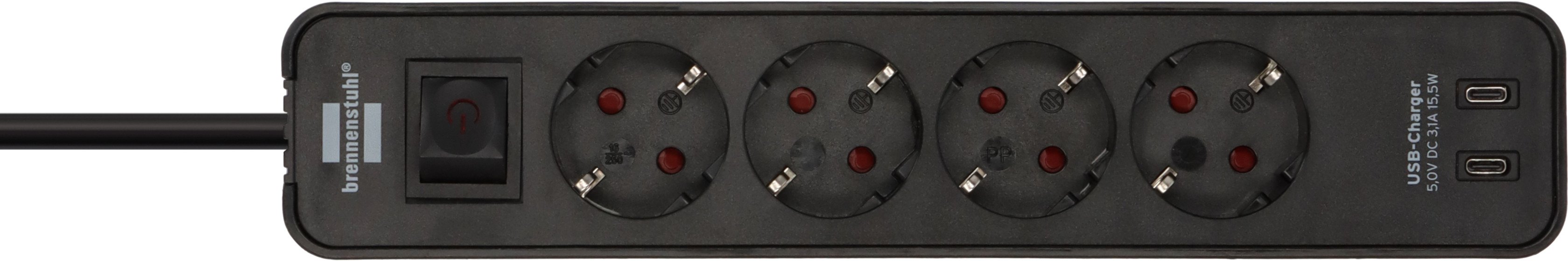 brennenstuhl Pagarinātājs 4 roz 2xusb-c 3g1,5 ip44 1,5m