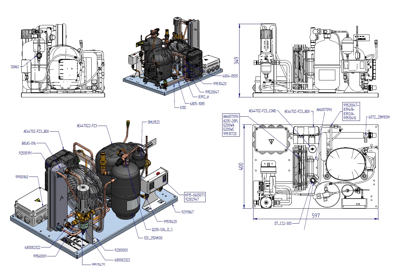 rivacold Water condensing unit rivacold la-apnfrac uc r449a ae4470z