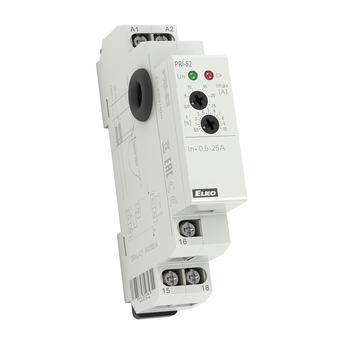CONTROL RELAY CURRENT 1CO 8A 0,5-25A DELAY 0,5-10S