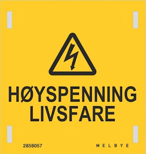 melbye Al-skilt 85x90 høyspent