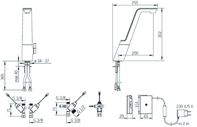 oras Kitchen mixer oras 8725f alessi sense dwc 230/5v