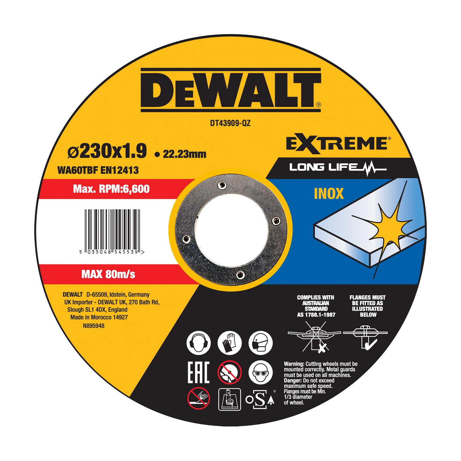 CUTTING DISC DEWALT 230X1.9MM INOX TYPE 41
