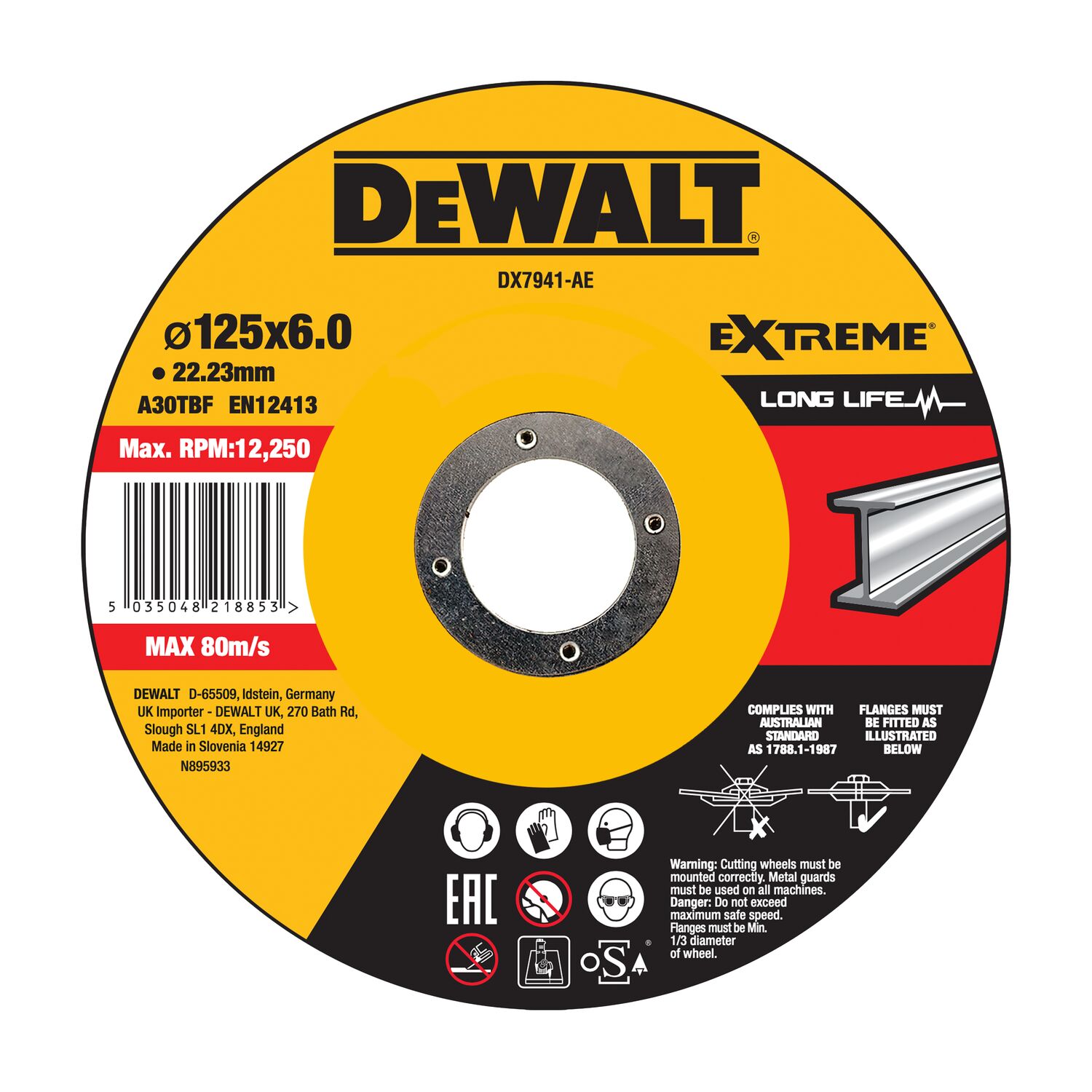 GRINDING DISC DEWALT 125X6MM METAL TYPE 27