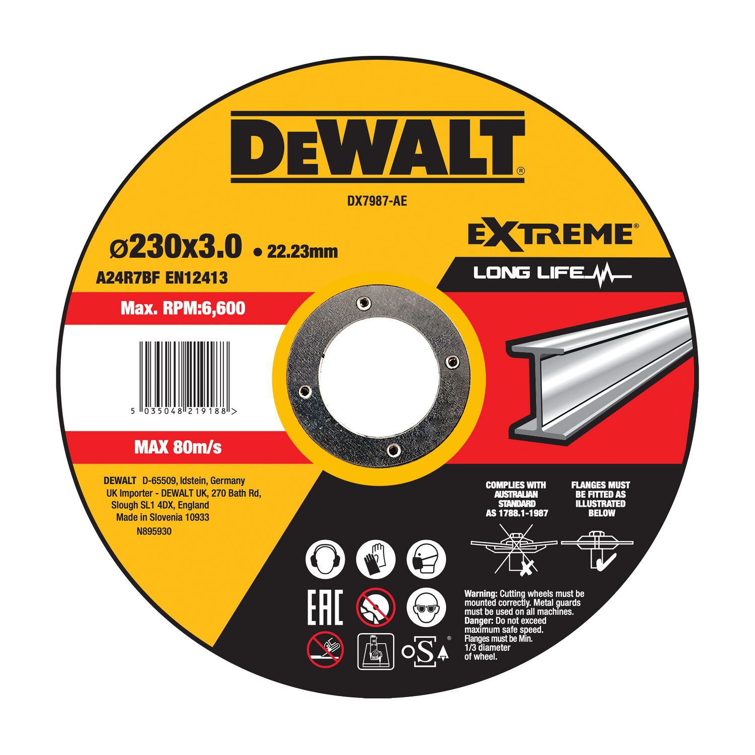 CUTTING DISC DEWALT 230X3MM METAL TYPE 42