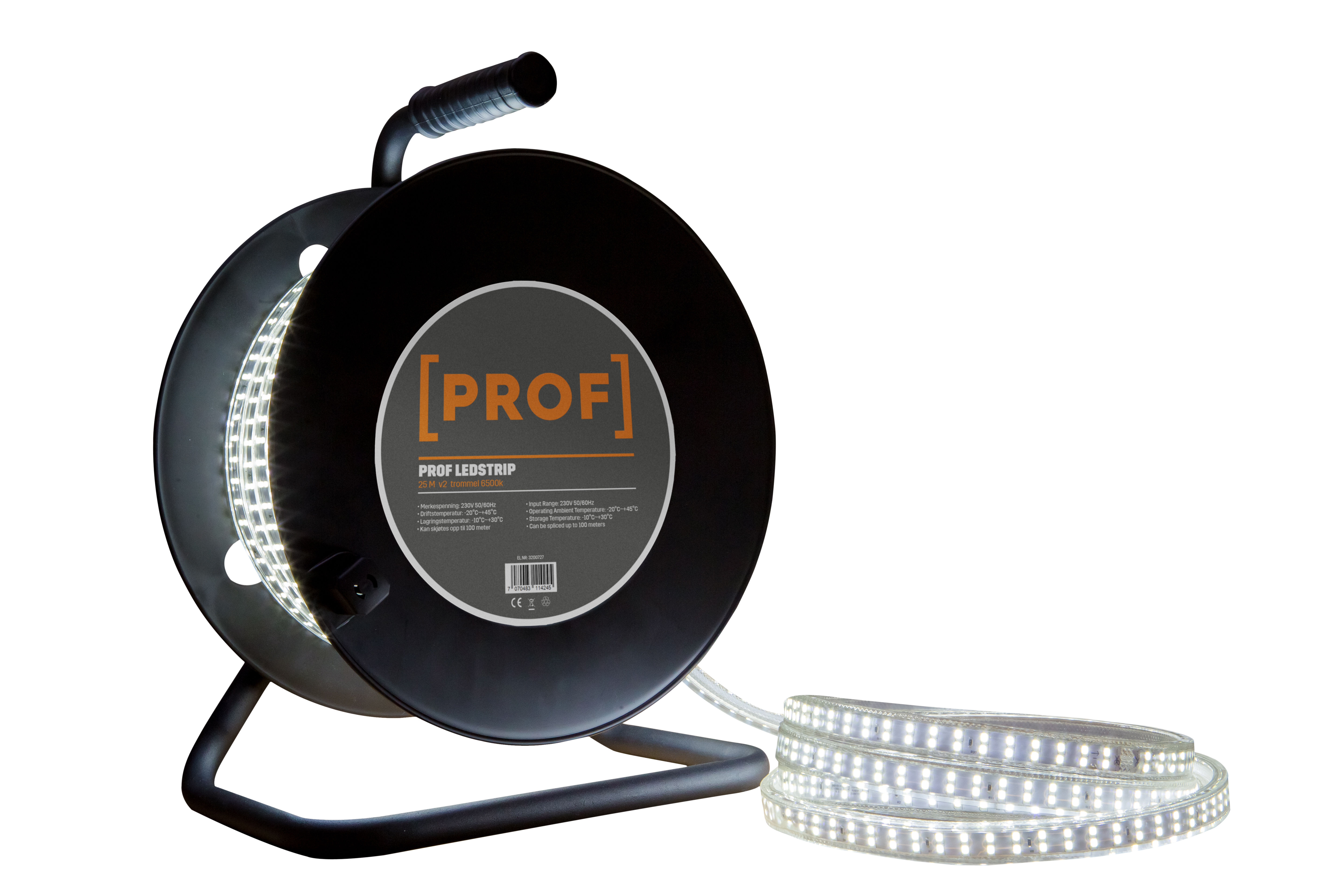 Prof ledstrip 25m v2 trommel 6500k