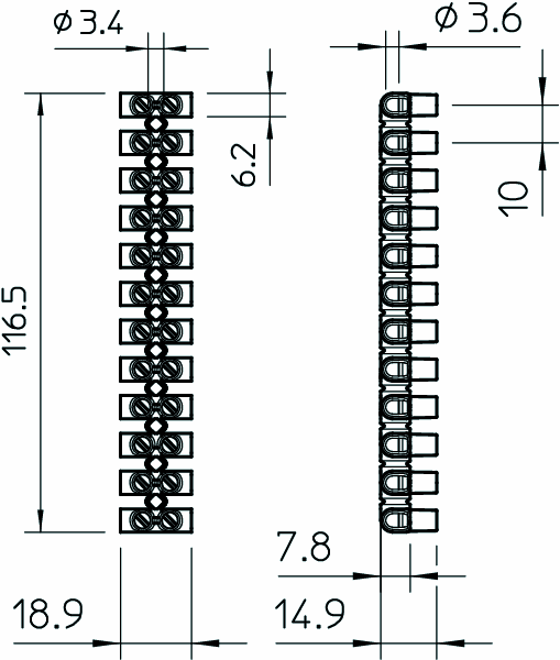 ensto Kytkentärima ensto ka463.12 12-n 6f 450v pa va
