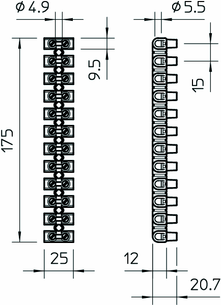 ensto Kytkentäliitin ensto ka612.12 12-n 16f 750v pa va