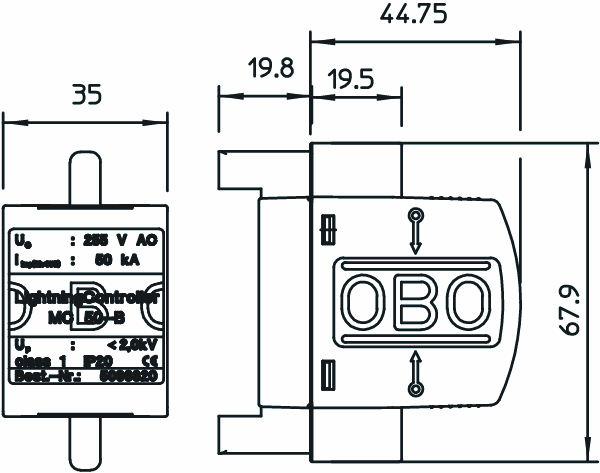 obo bettermann Modul för blixtskydd mc50-b/o