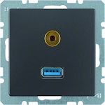 AV-RASIA HAGER USB/3.5MM AUDIO UK ANT