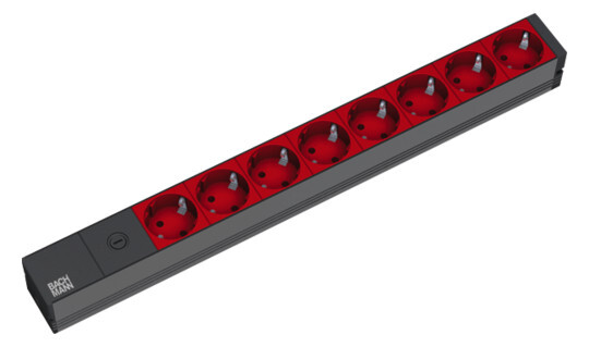 EXTENTION SOCKET-OUTLET 19 PDU BLACK, 8 X RED SO, C14
