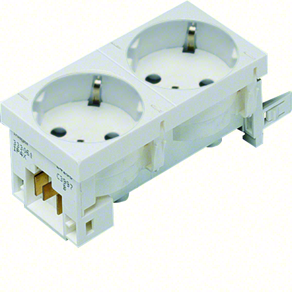 utu Socket outlet 2-f. schuko, 45mm, white