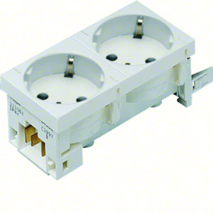 utu Socket outlet 2-f. schuko, 45mm, white