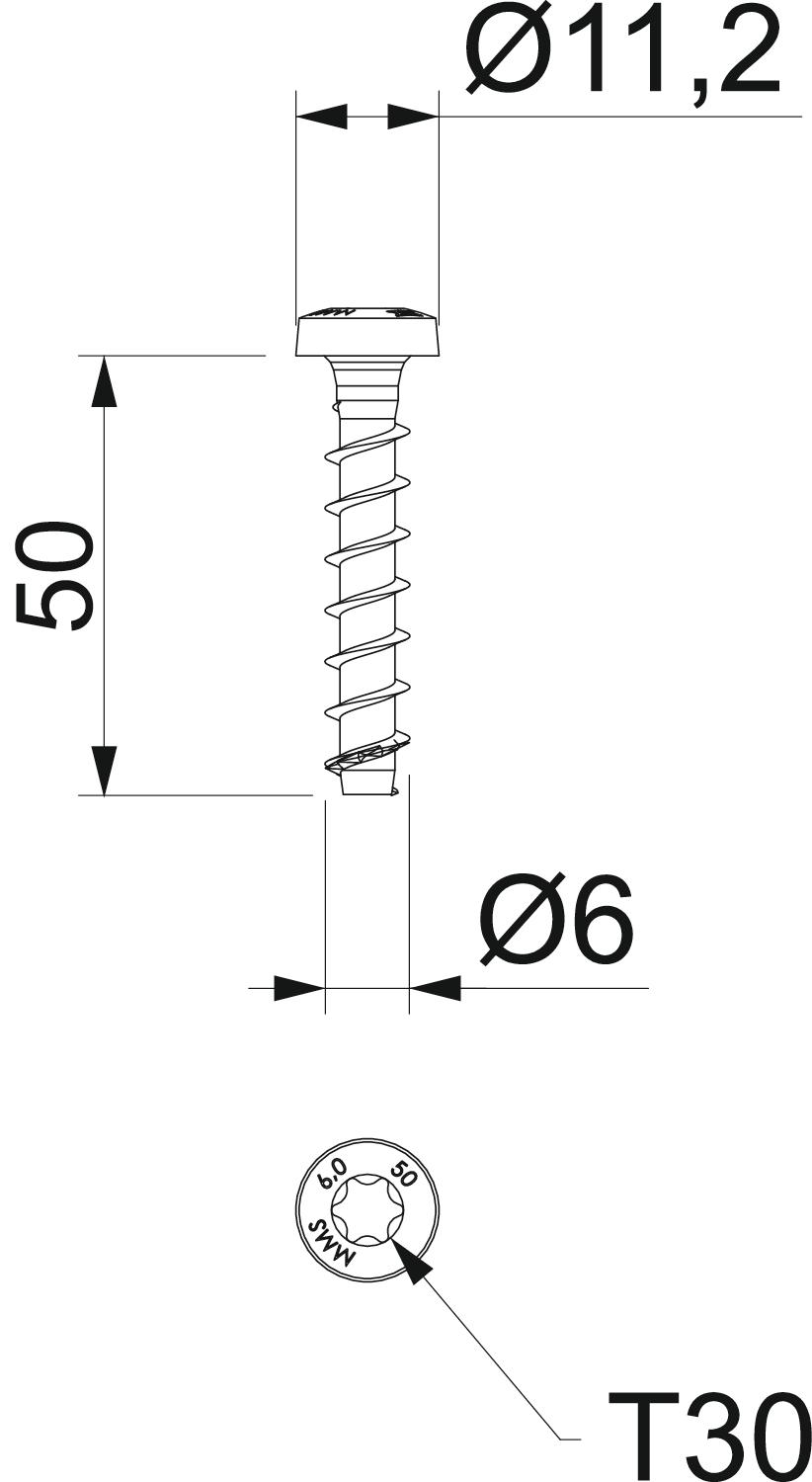 obo bettermann Mounting accessory e90 bss mms-plus 6x50, betoniruuvi, g