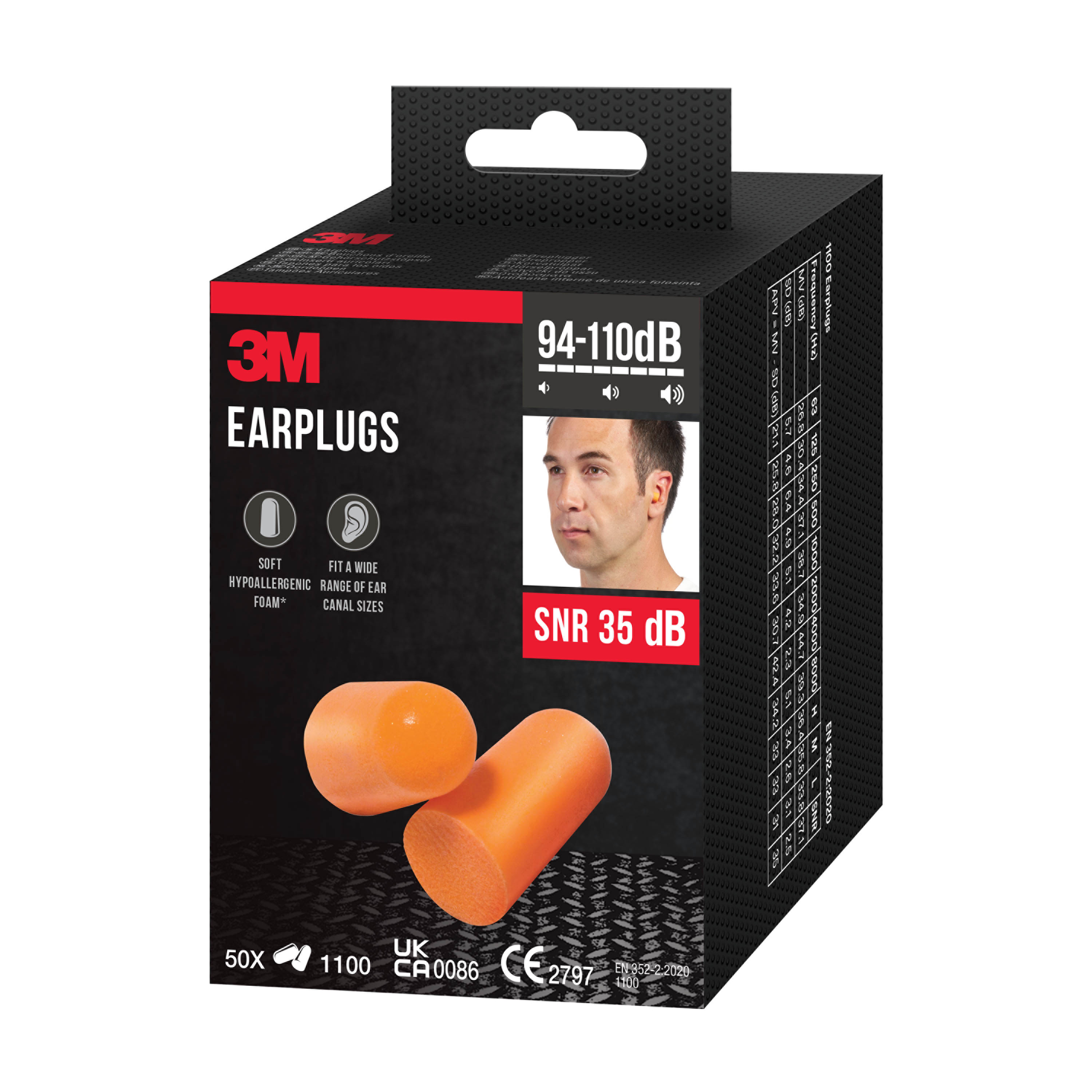 3m Earplugs 3m 1100 50 pair snr 37 db