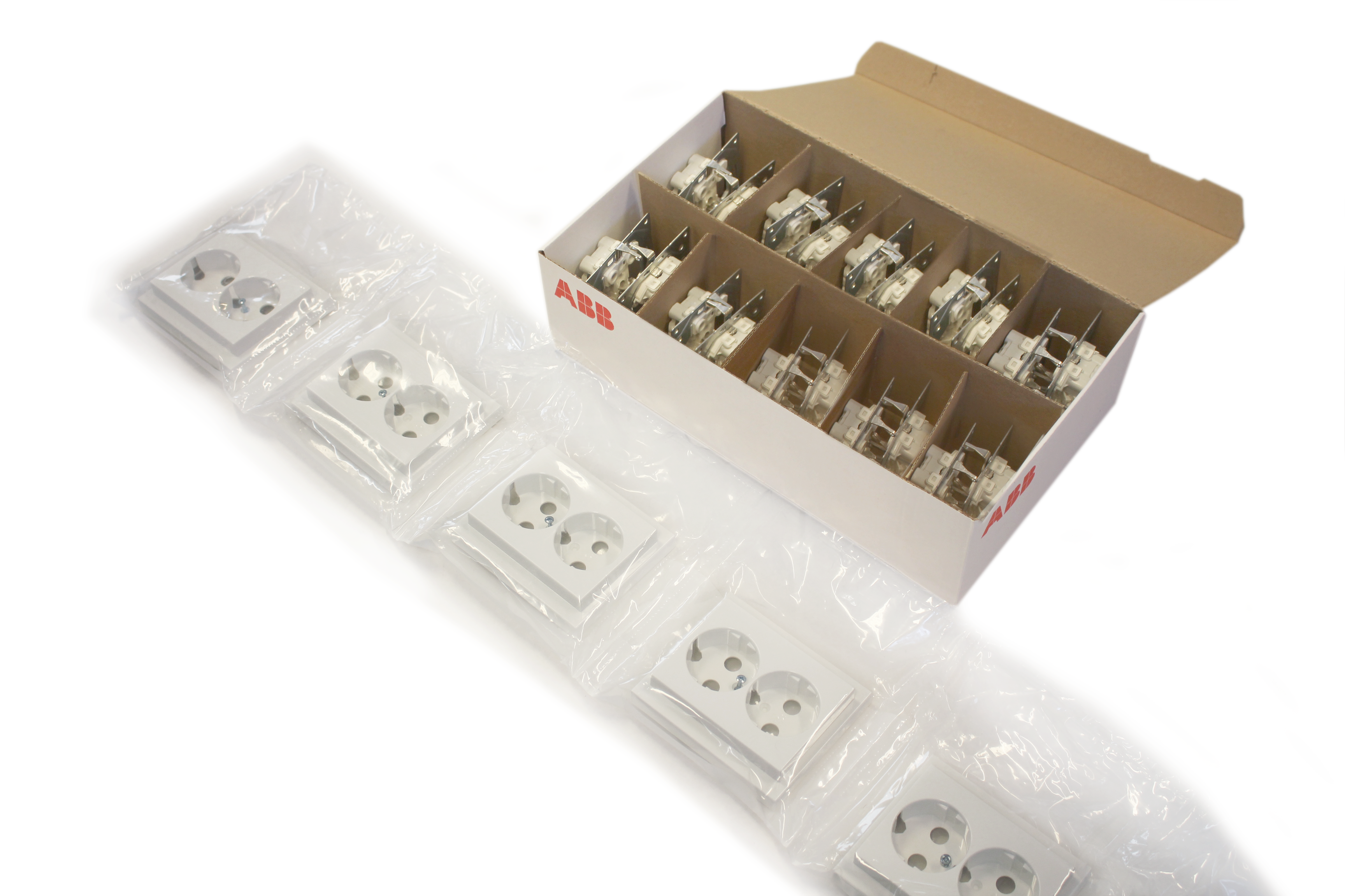 IMPRESSIVO® INNFELT DOBBEL STIKKONTAKT 100PK HVIT