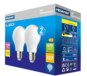 nortronic Led classic a60 e27 827 4w 470 lm 2-pack