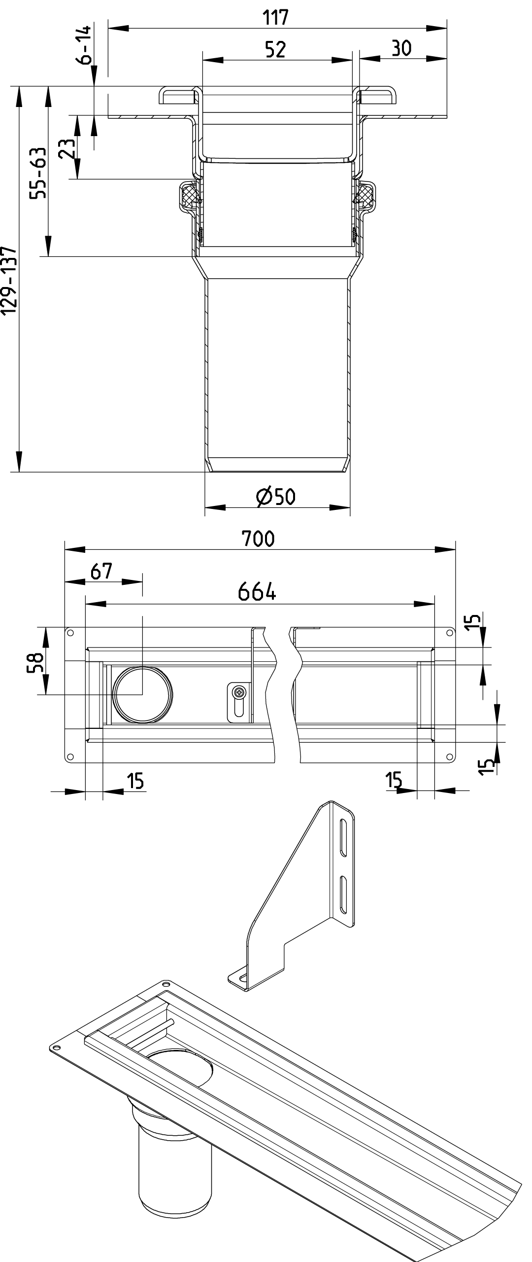 blücher Kouru waterline blücher keskilattia 700mm