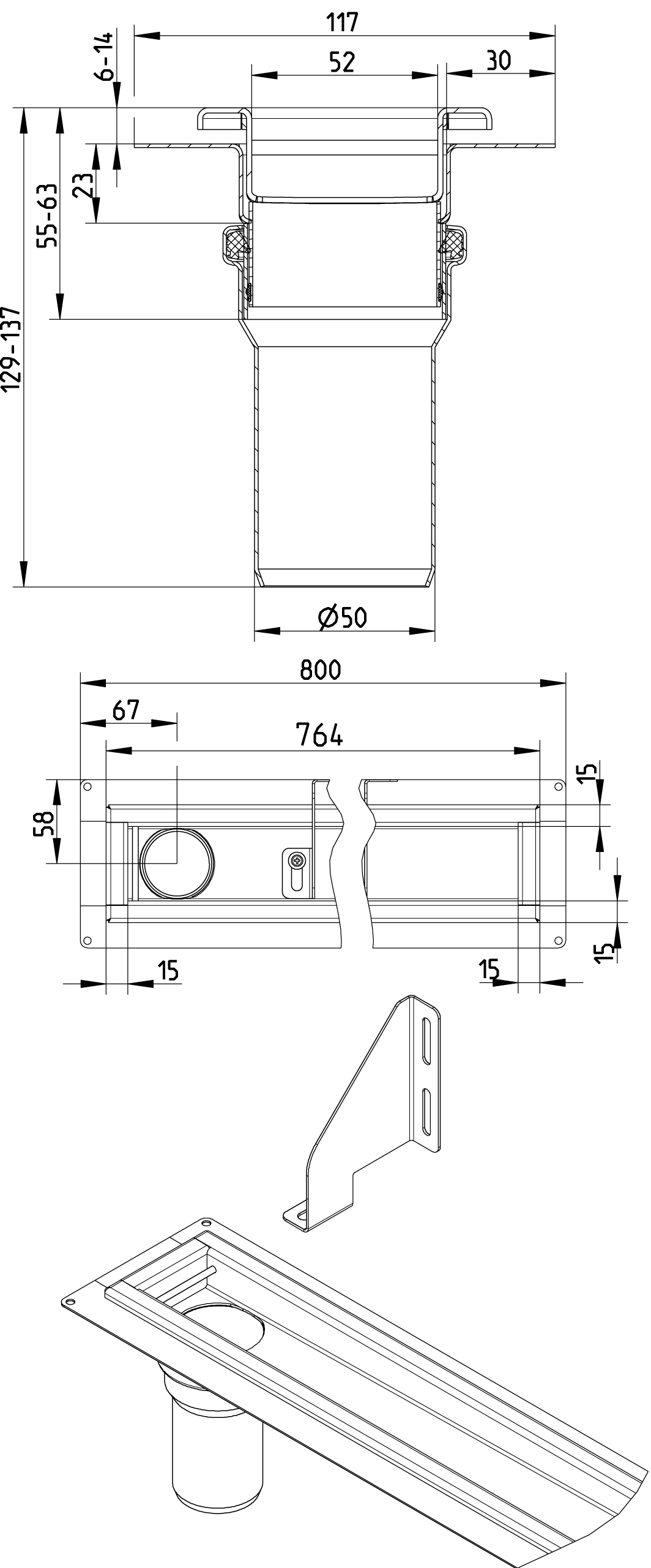blücher Kouru waterline blücher keskilattia 800mm