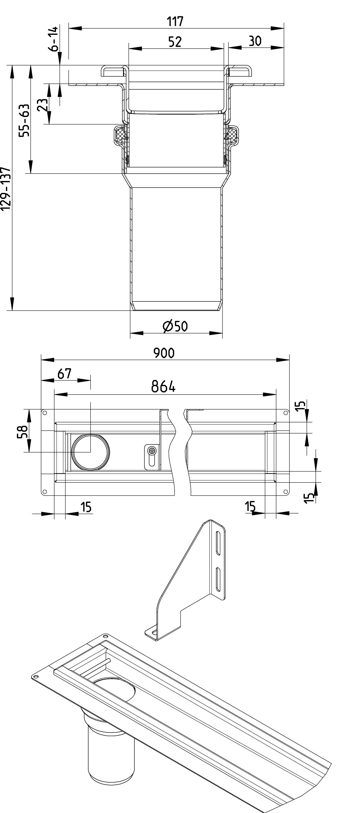 blücher Kouru waterline blücher keskilattia 900mm