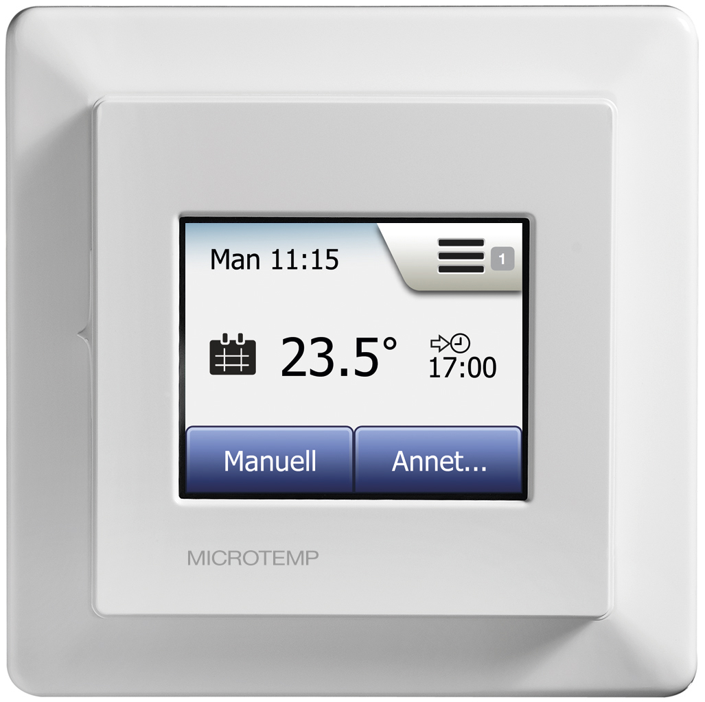 TERMOSTAT MICROTEMP MCD5-1999H MED UR OG TOUCHDISPLAY, HVIT ...