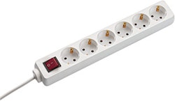 EXTENTION CORD 6-way Wh, switch