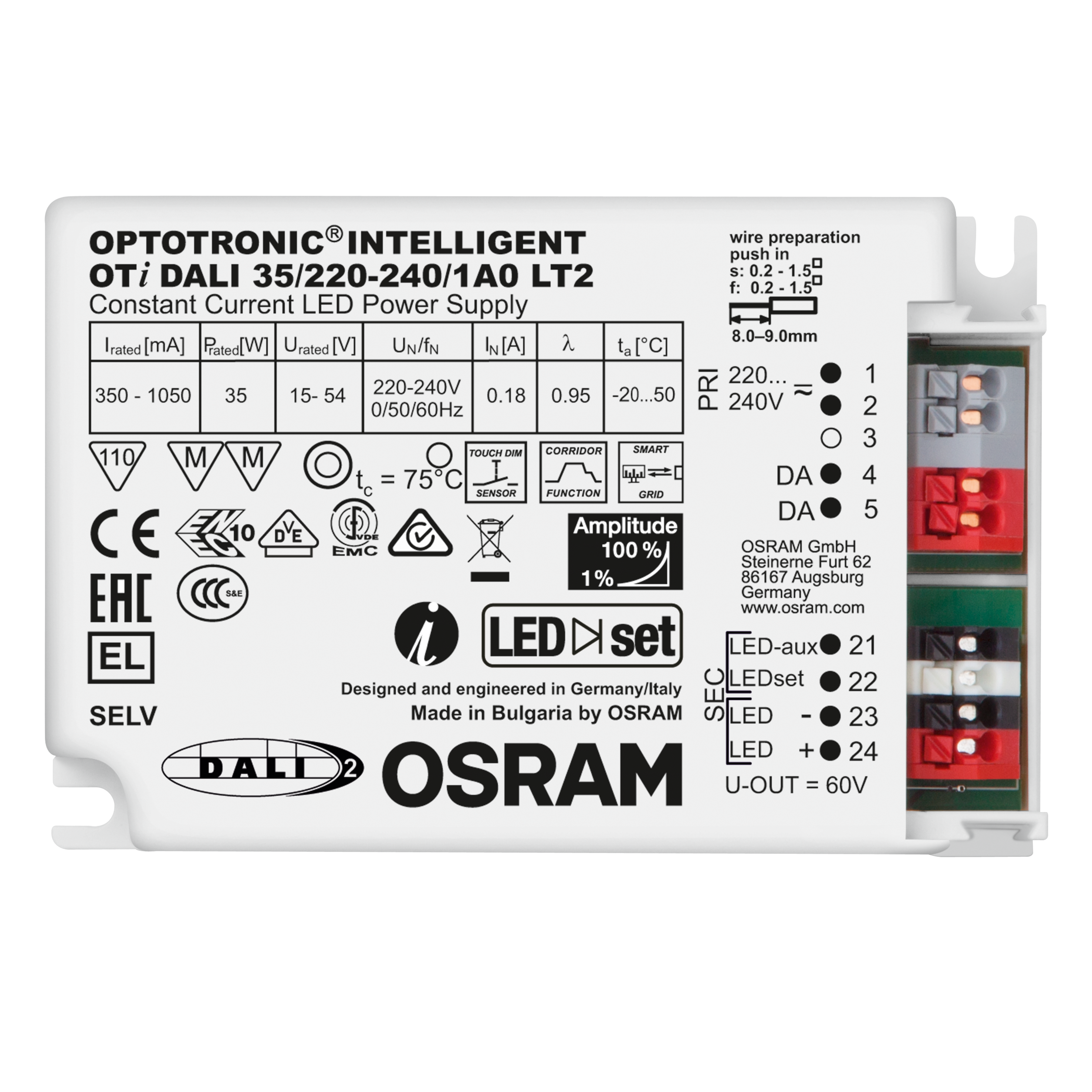 osram Elektroninen liitäntälaite oti dali 35/220-240/1a0 lt2