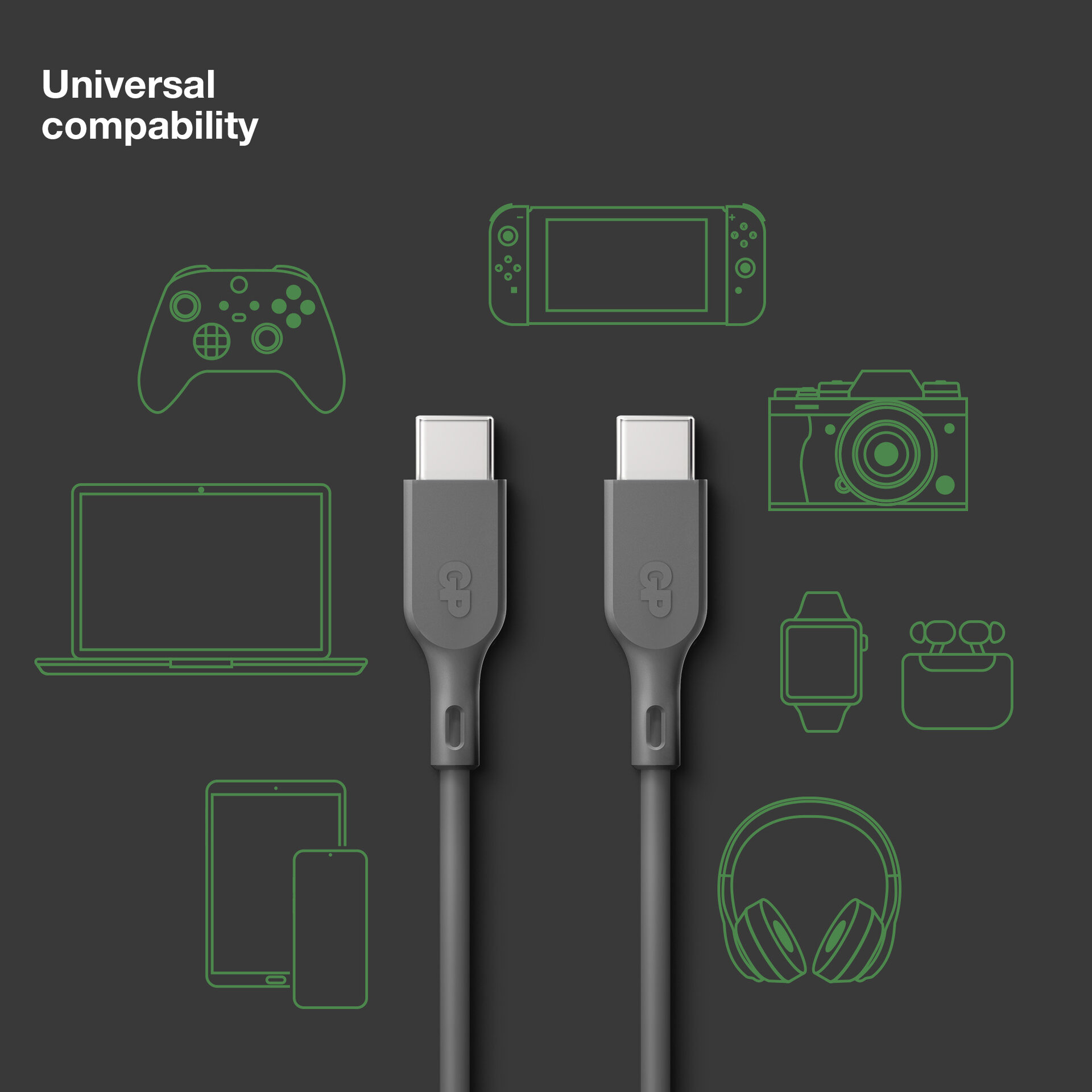 gp Usb-kabel usb-c till c cc2p 100w 2m
