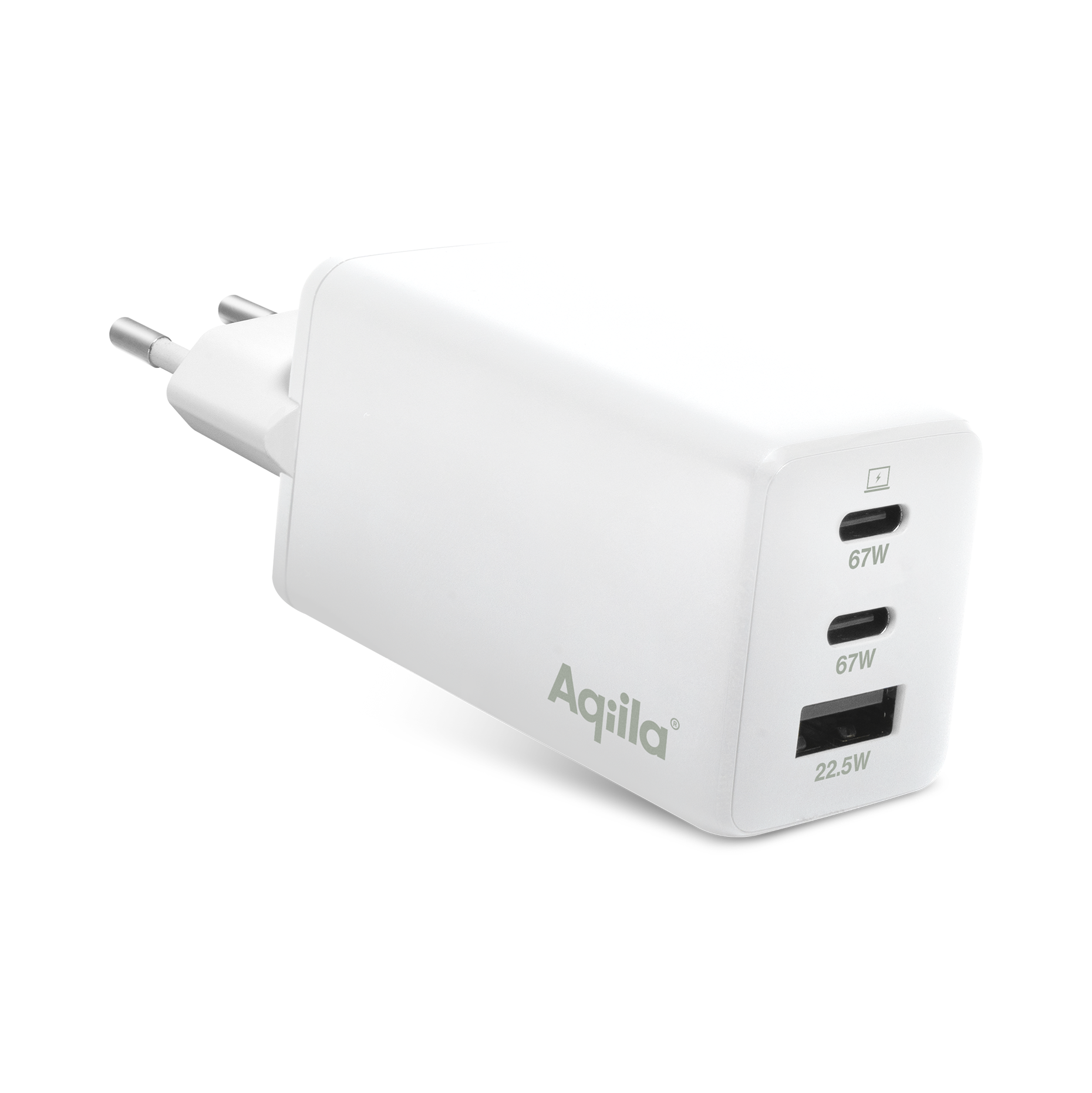 Vegglader GaN 67W 2st USB-C + 1st USB-A