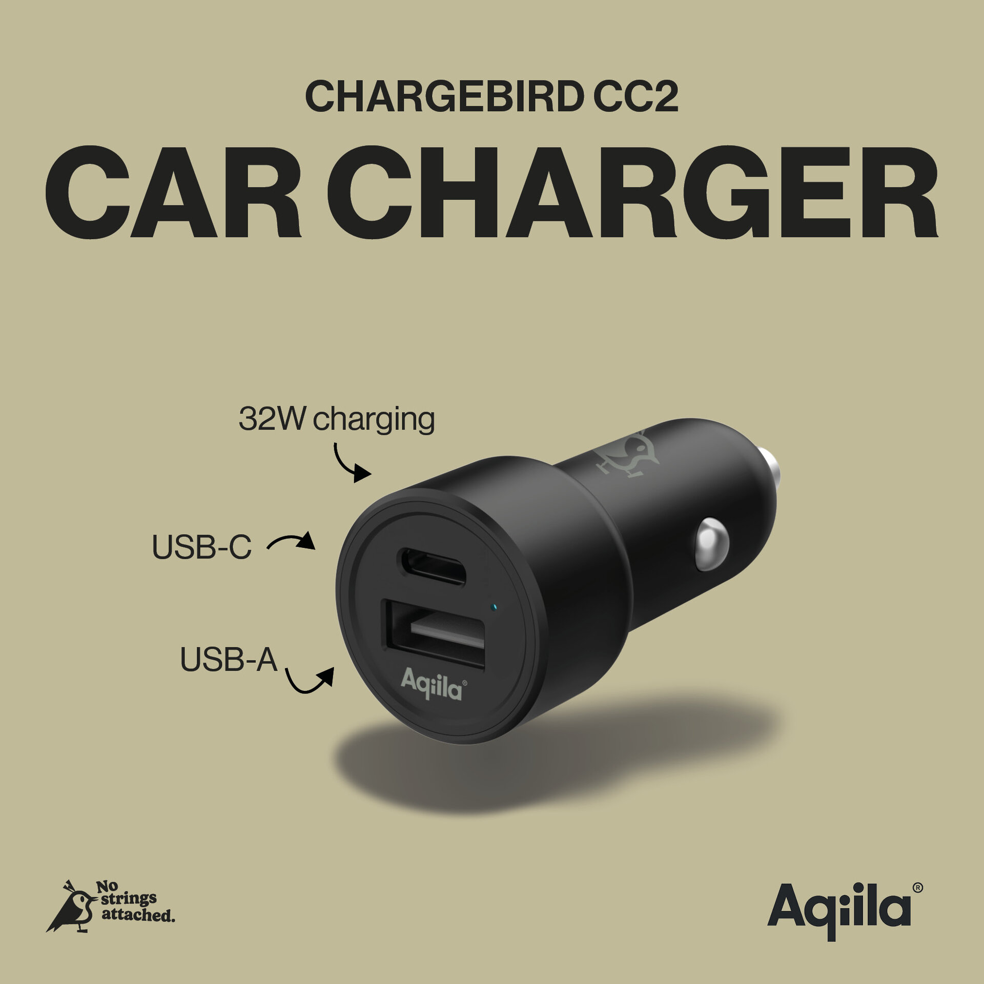 aqiila Car charger usb-c + usb-a cc2 32w