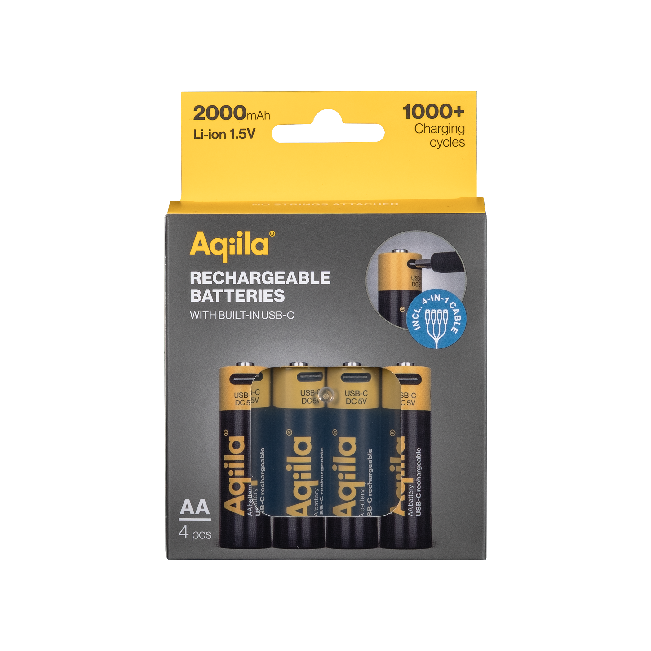 Batteri Lithium oppladbar AA 1,5V 4p