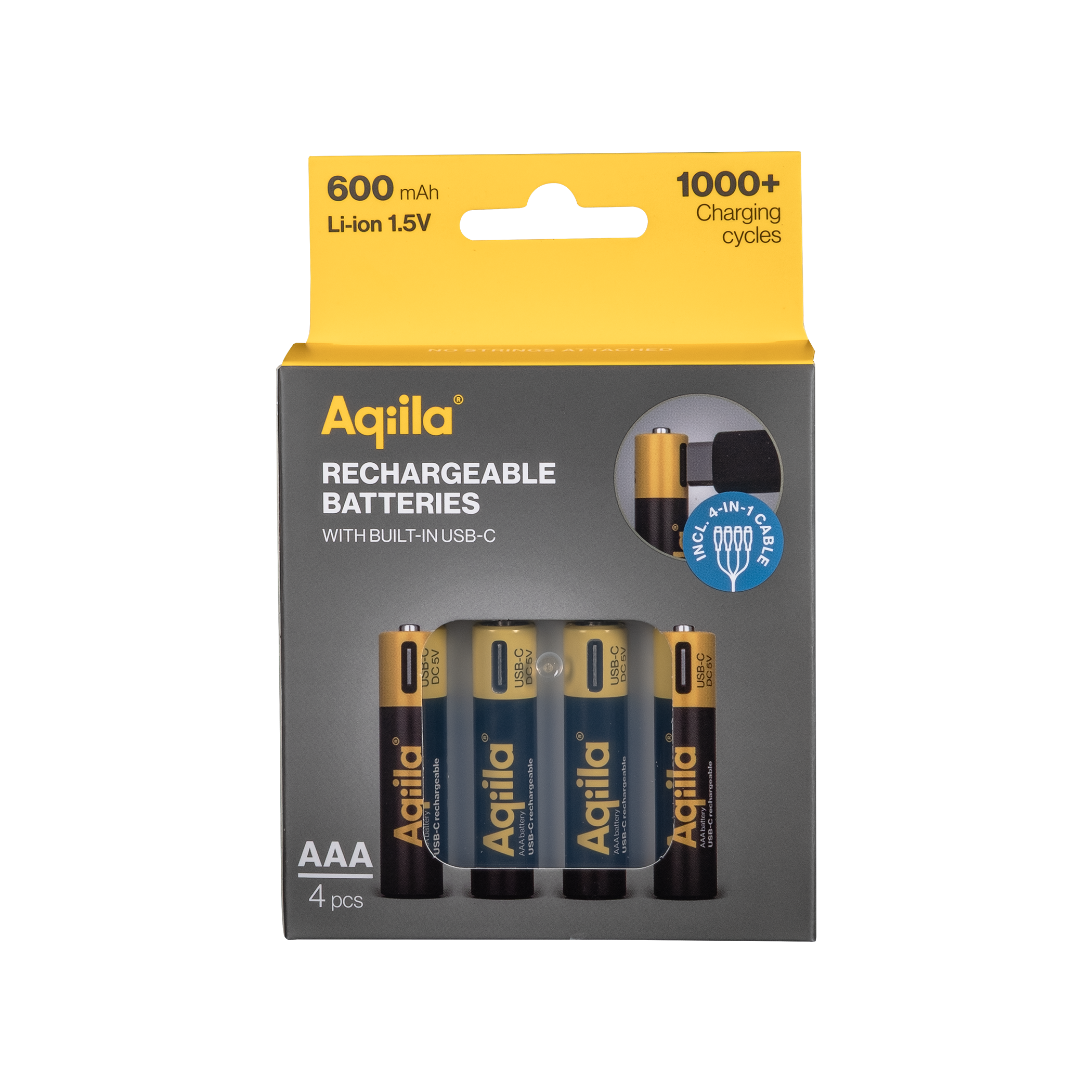Batteri Lithium oppladbart AAA 1,5V 4p