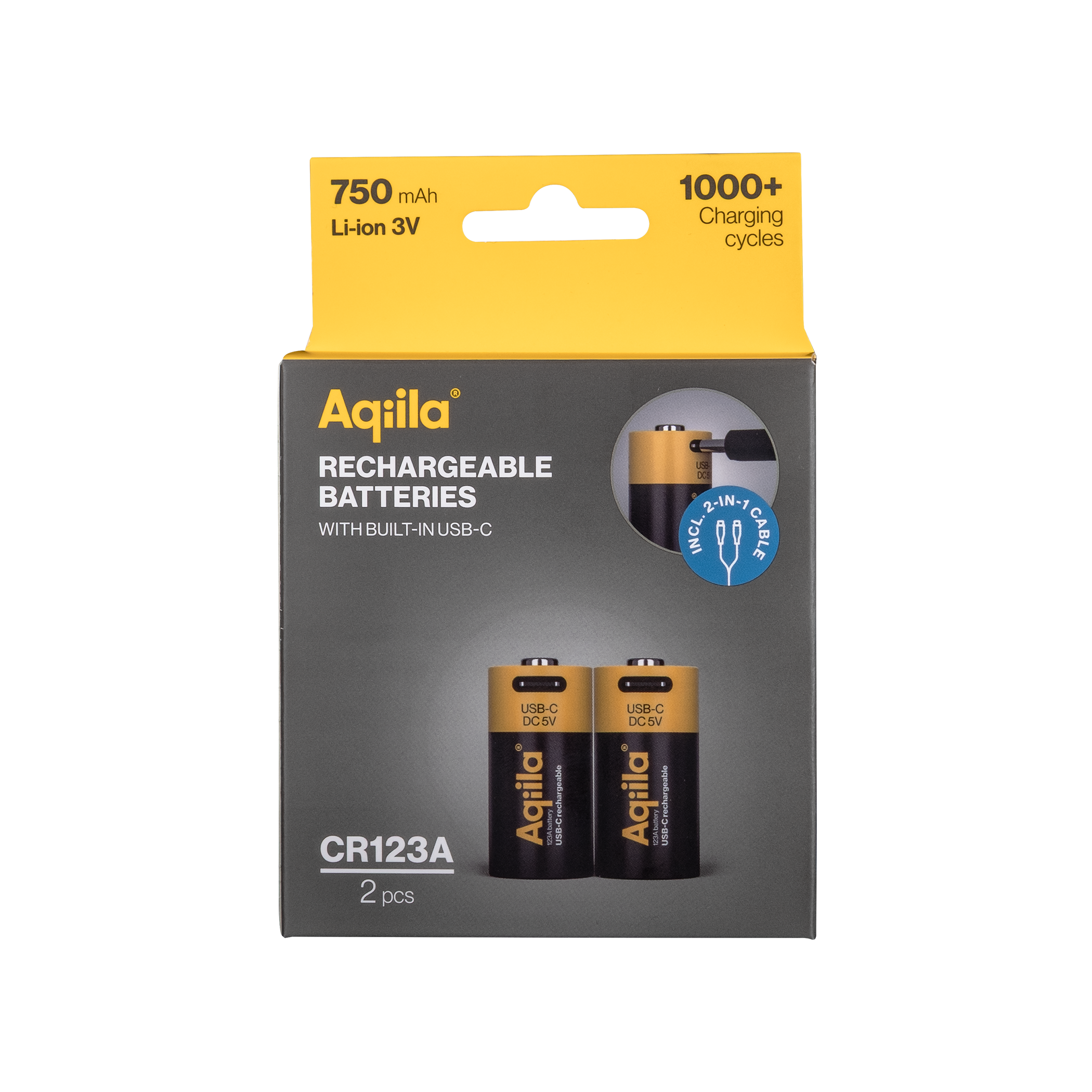 Batteri Lithium oppladbart CR123A 2p