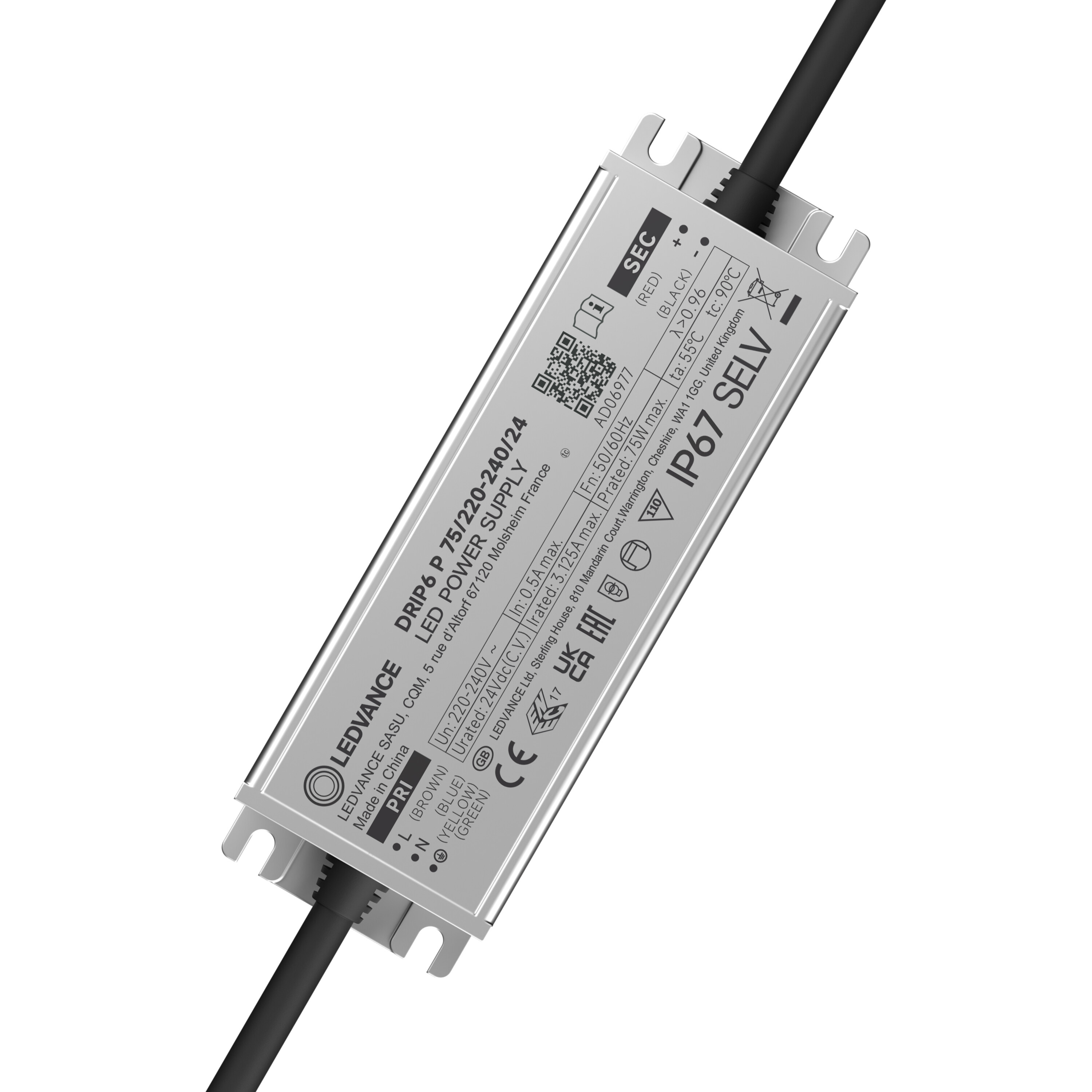 ELEKTRONISKT FÖRKOPPLINGSDON DR 75W/220-240V/24V IP67