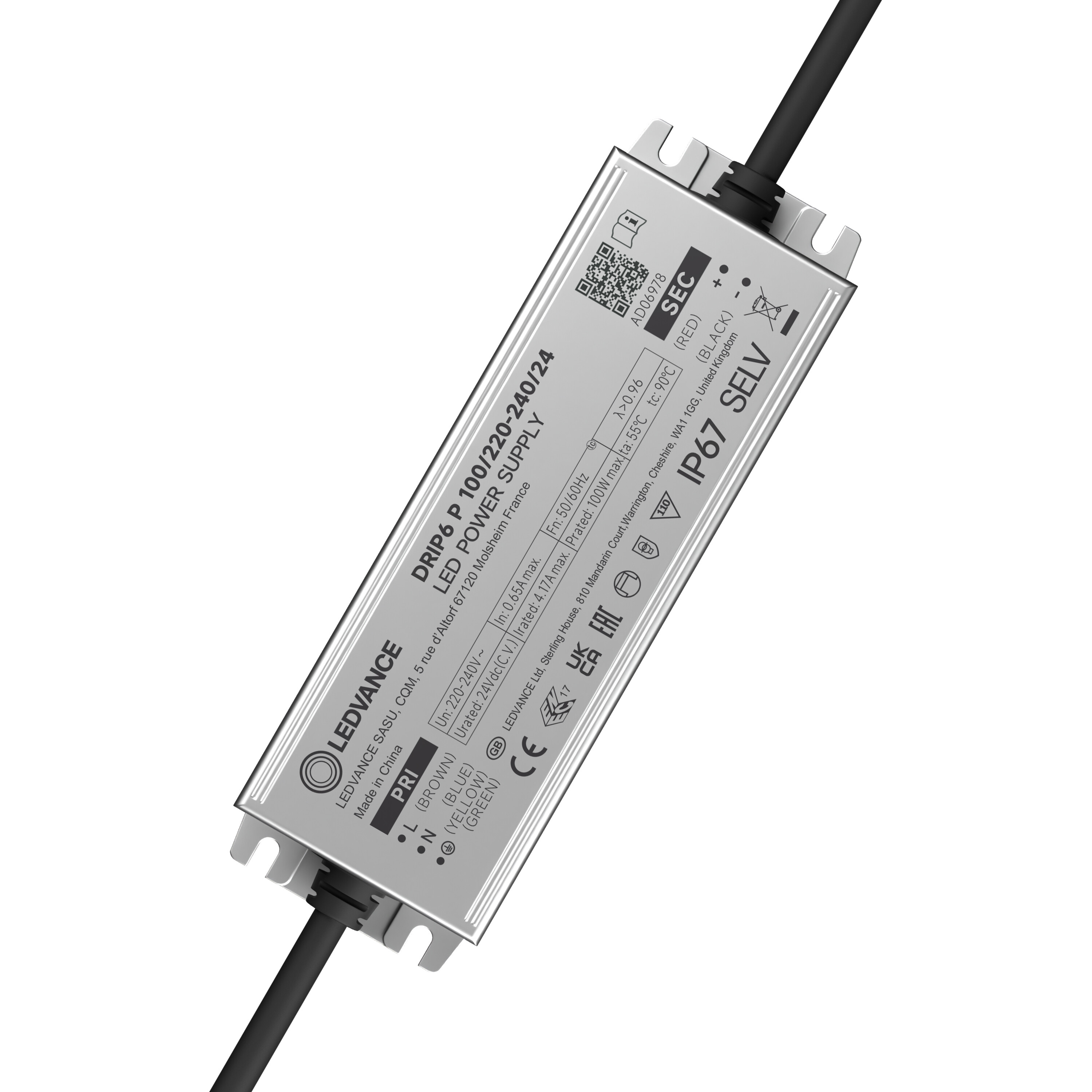 ELEKTRONISKT FÖRKOPPLINGSDON DR 100W/220-240V/24V IP67