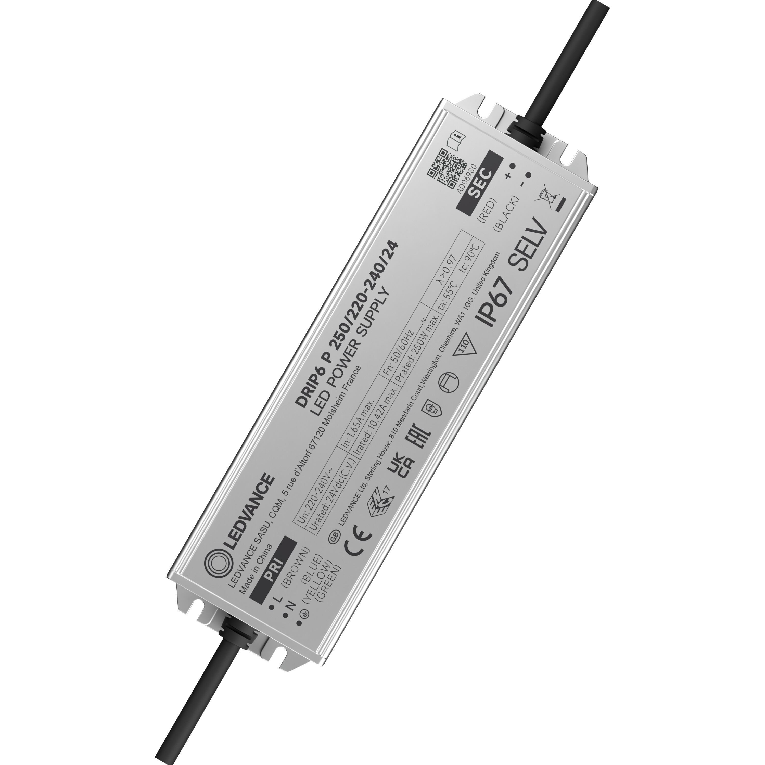 ELEKTRONISKT FÖRKOPPLINGSDON DR 250W/220-240V/24V IP67