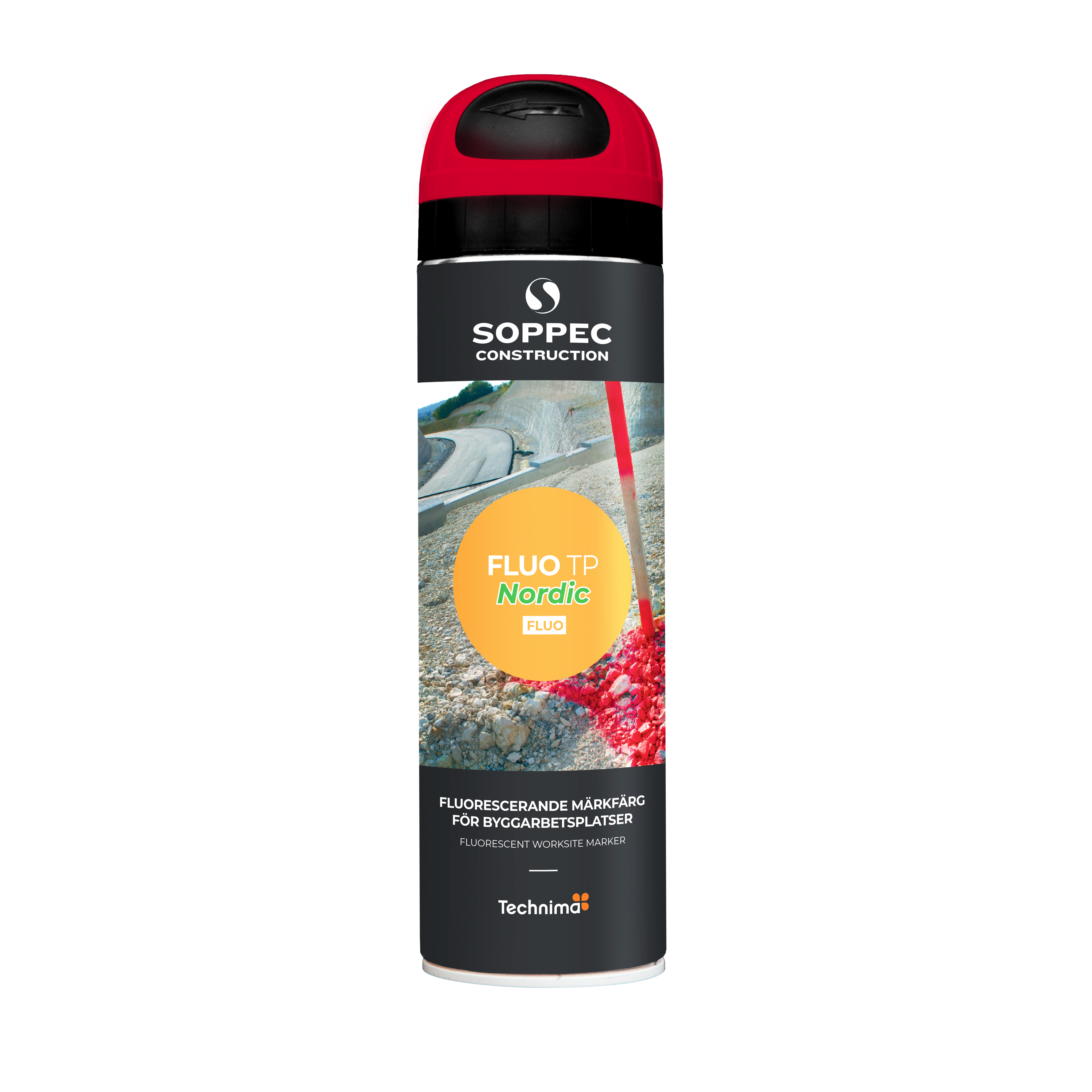 MÄRKFÄRG SOPPEC FLUO TP NORDIC RÖD 500ML