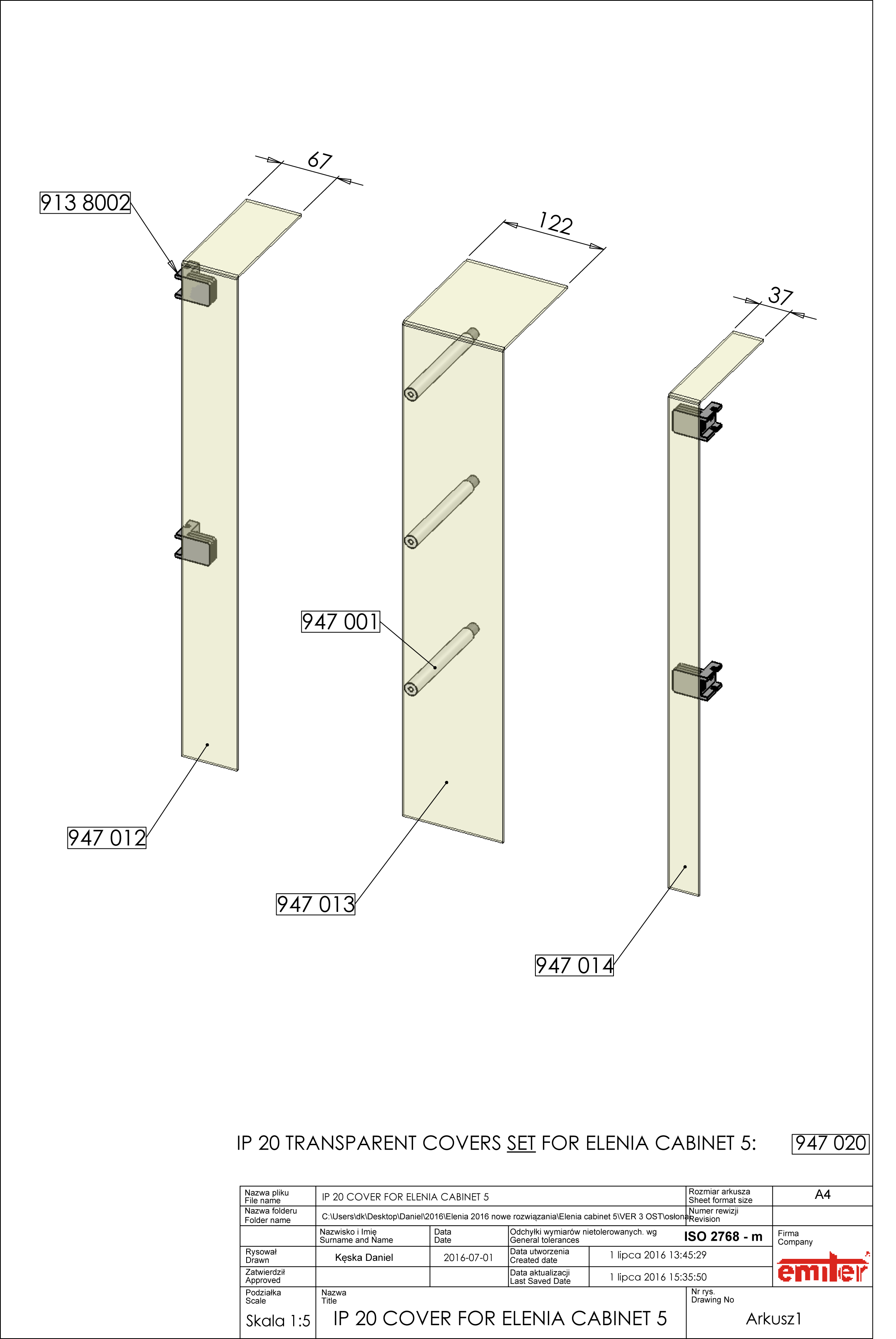 KABELSKÅP EMITER OKKJK-P 66 SKYDD 4X160
