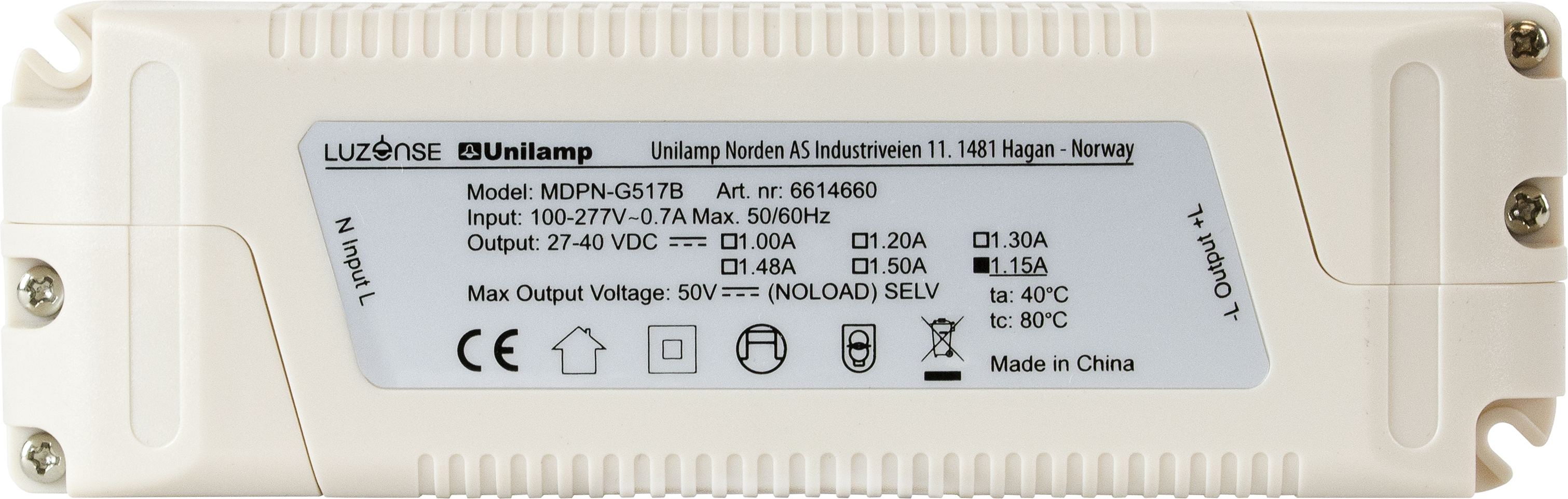 LED DRIVER FOR PANEL 47W M/KABEL