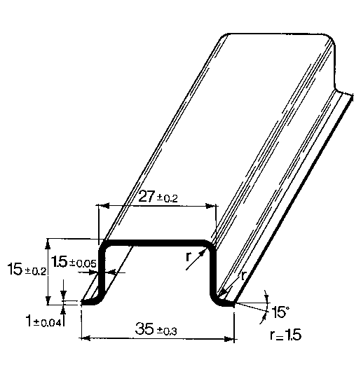 profilati Asennuskisko ts 35/c 35x15x2m din-kisko