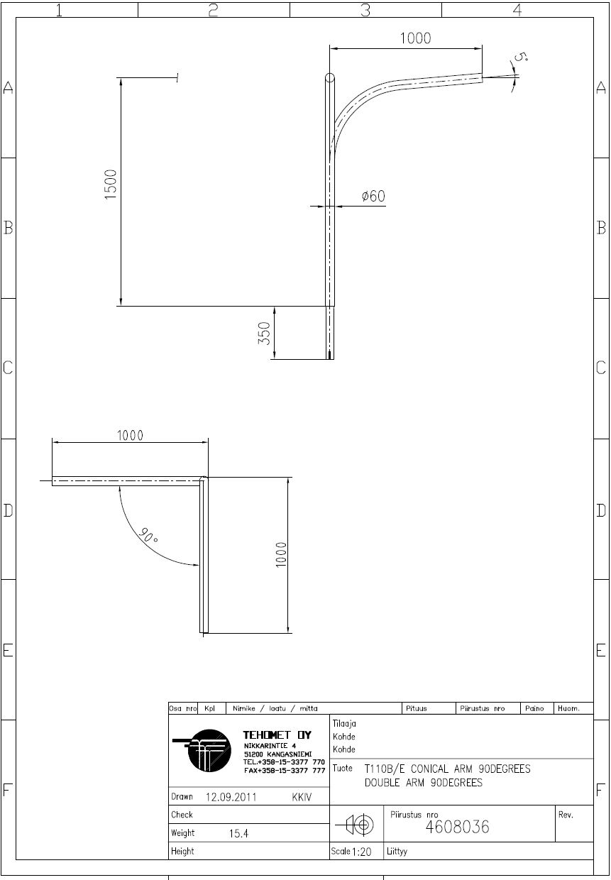 tehomet Įmaunama gembė v-formos h=1m, l=2x1m 90°