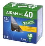 LED-LAMPA AIRAM LED P45 827 470lm E14 OP 2BX